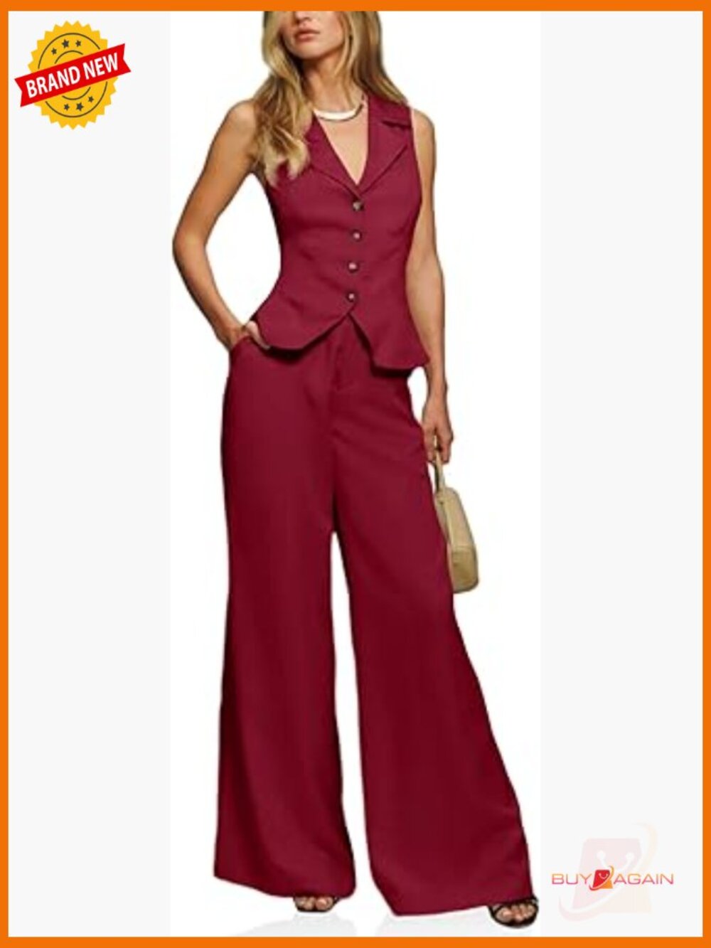 Womens 2 Piece Vest Set Crop Blazer Wide Leg Pantsuit Suit